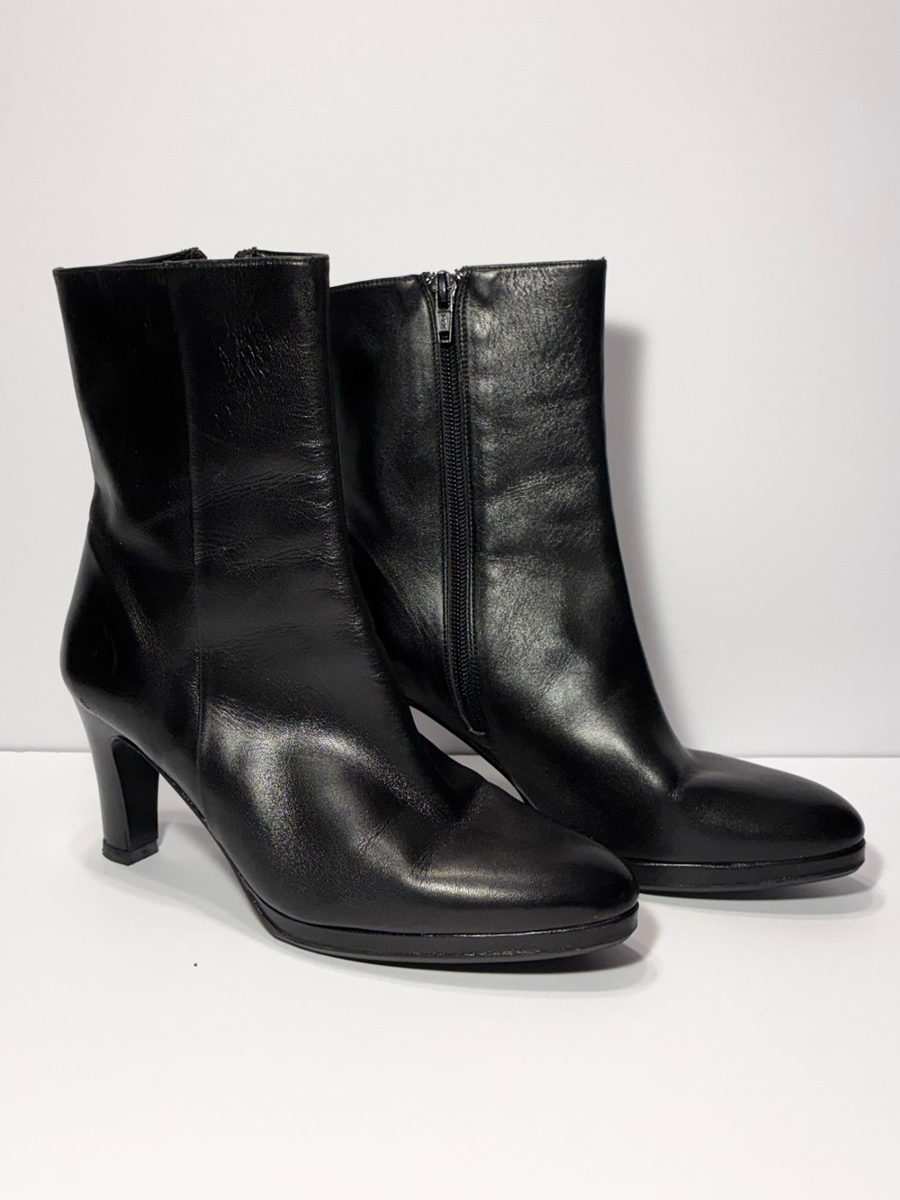 VTG 90s Talbots Platform Ankle Boots Black Leather Made in Spain Size 5.5